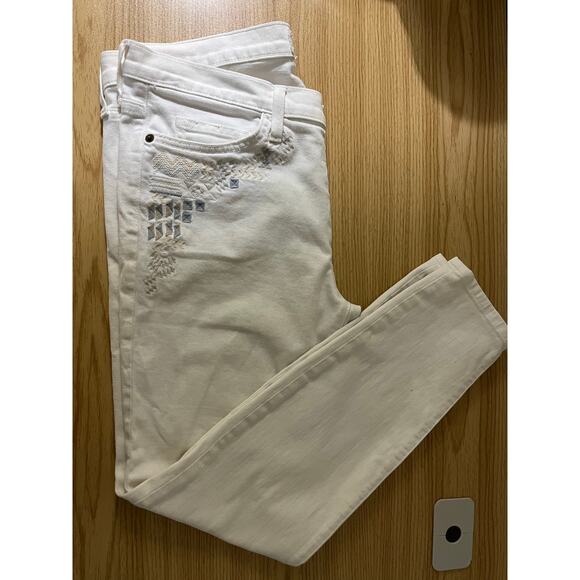 Current Elliott Womens Size 31 The Stiletto White With Embroidery Detail Jeans - Picture 13 of 16